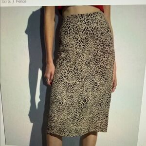 BRANDY MELVILLE Leopard Print Midi Skirt - Black & Tan